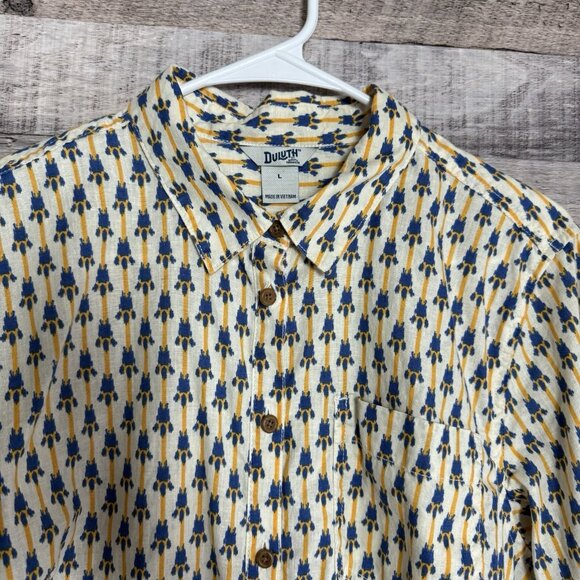 Duluth Trading Co Womens Artisan Hemp Button Tunic Size Large All Over Print - Picture 3 of 10